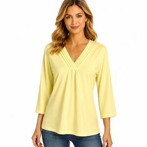 L.L. Bean Top Size Large Supima Cotton Yellow NWOT